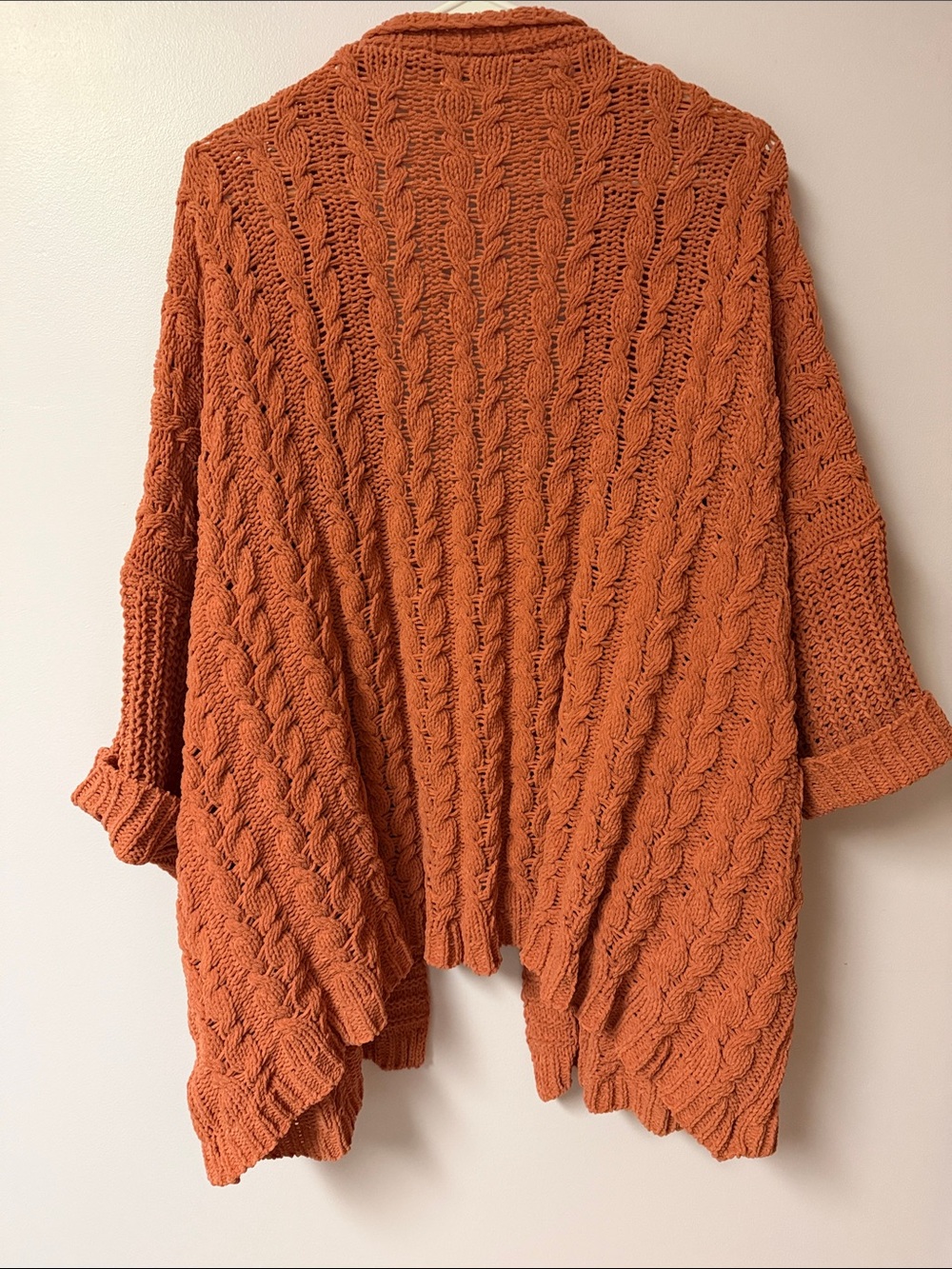 Umgee Cable Knit Open-Front Cardigan - Burnt Orange - Picture 3 of 5